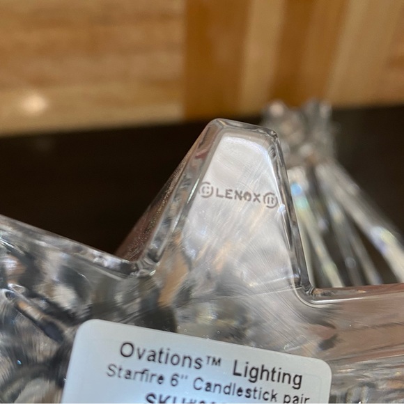 Pair of LENOX Ovations Lighting Starfire 6” Crystal Glass Candle Stick Holders - Picture 14 of 16